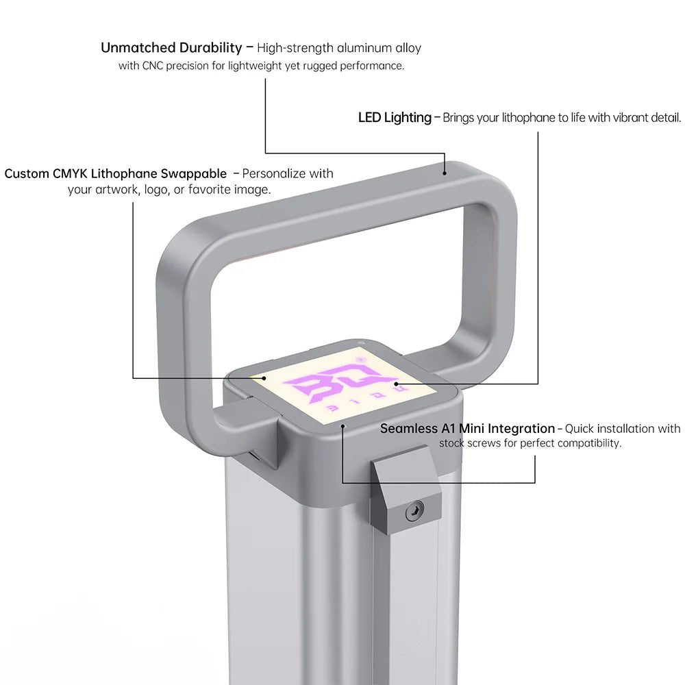 BIQU Panda Hue OTG - CNC Machined DIY Translucent Handle with LED for lifting and hiding wires on A1 Mini - West3D 3D Printing Supplies - BTT