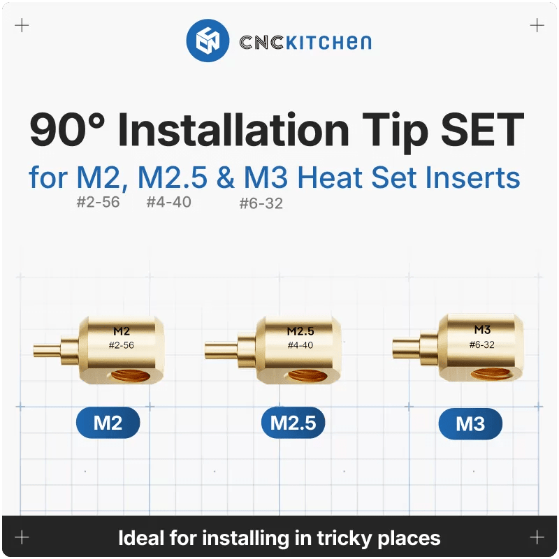 CNC Kitchen - 90º Installation TIP SET - M2, M2.5, M3 - West3D 3D Printing Supplies - CNC Kitchen