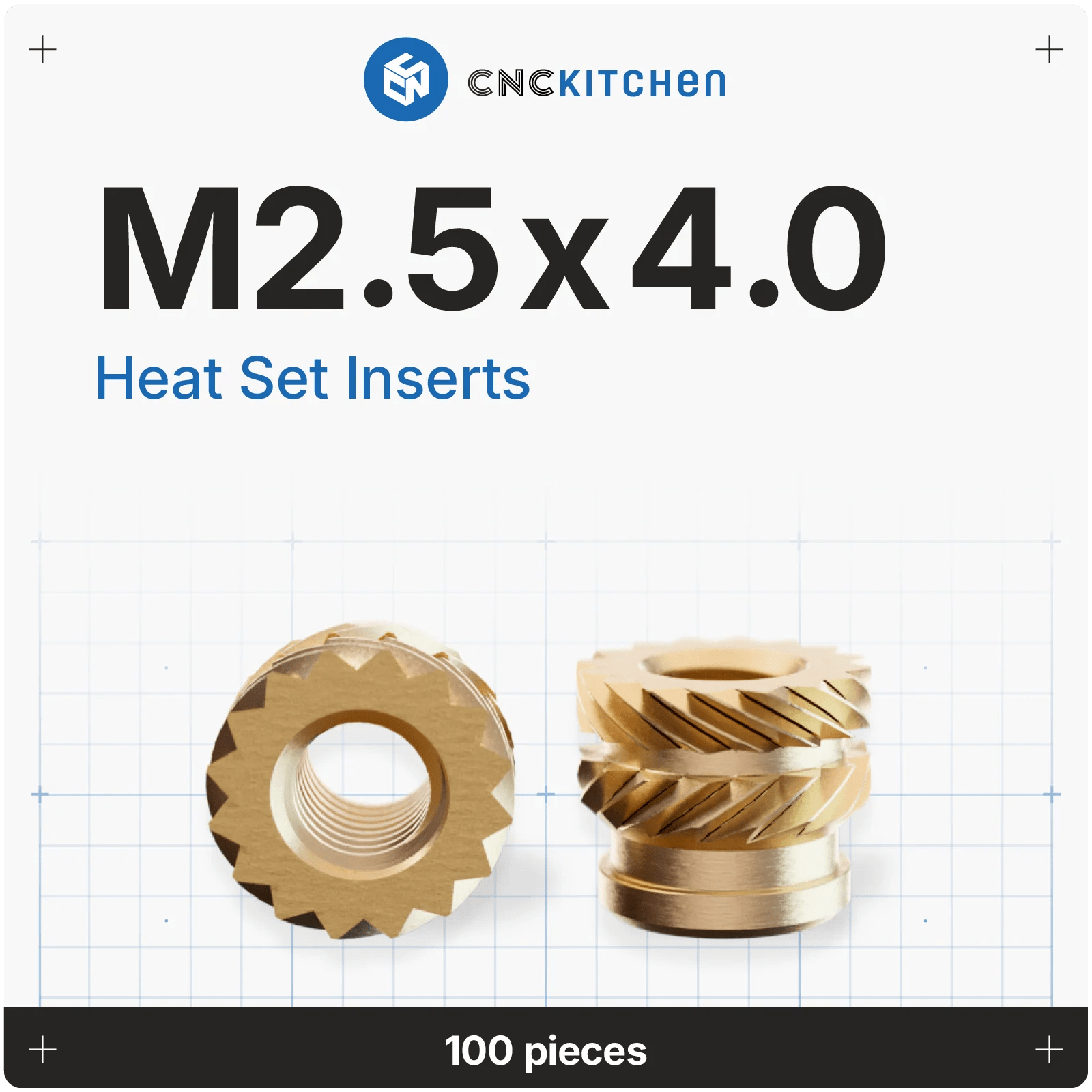 CNC Kitchen Heat Set Inserts (Various Sizes) - West3D 3D Printing Supplies - CNC Kitchen