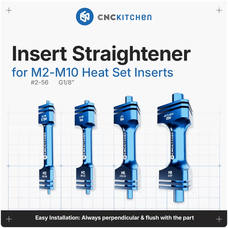 CNCKitchen Insert Straightener Tool - M2 to M10 - West3D 3D Printing Supplies - CNC Kitchen
