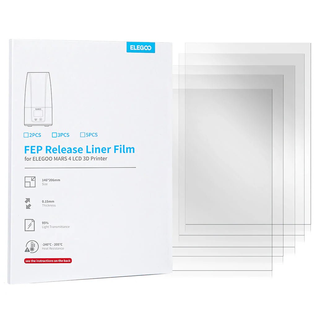 Elegoo Mars 4 / 5 and 5 Ultra FEP Film (3 Pack) - Crystal - Clear 3D Prints - West3D 3D Printing Supplies - ELEGOO