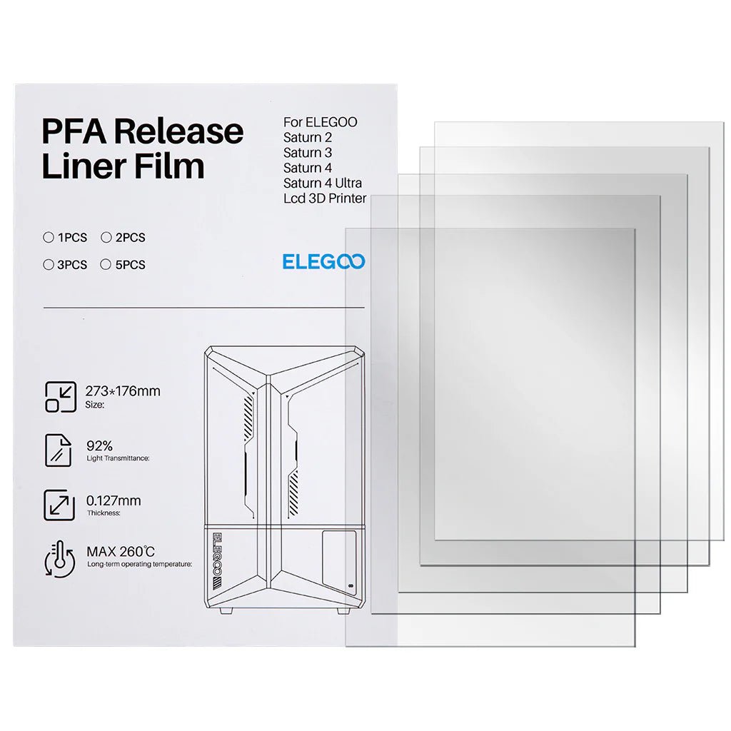 Elegoo Saturn 2 / 3 / 4 and 4 Ultra PFA Film (5 Pack) - Protect Your 3D Prints - West3D 3D Printing Supplies - ELEGOO