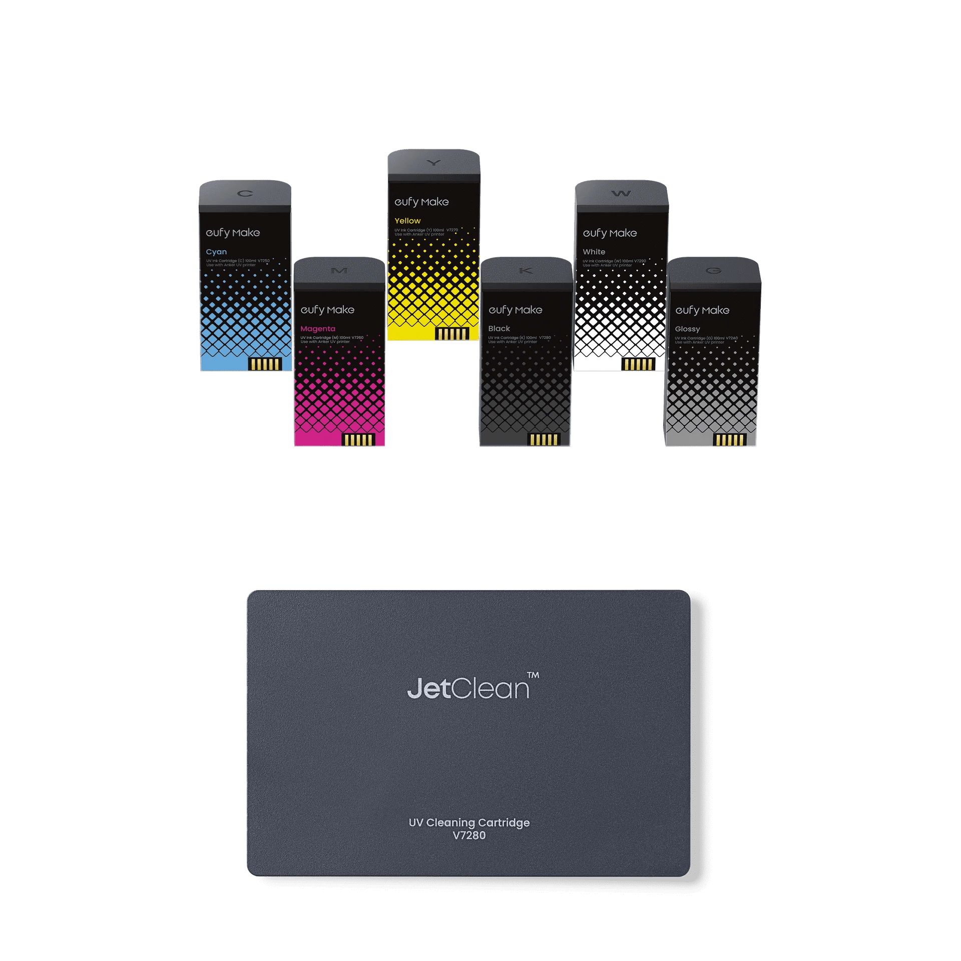 eufyMake Ink and Cleaning Cartridge Kit for UV Printer E1 - West3D 3D Printing Supplies - eufyMake