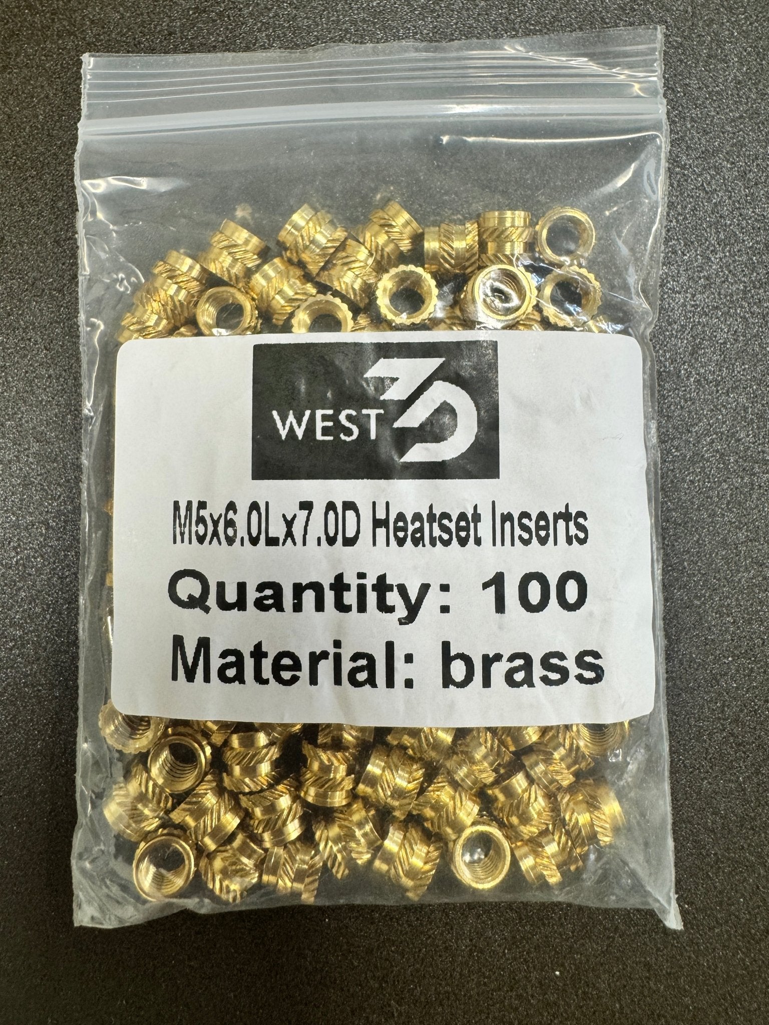 M5x6x7 Threaded Heat Inserts Brass Heatset Inserts / Heated Inserts - West3D 3D Printing Supplies - WEST3D