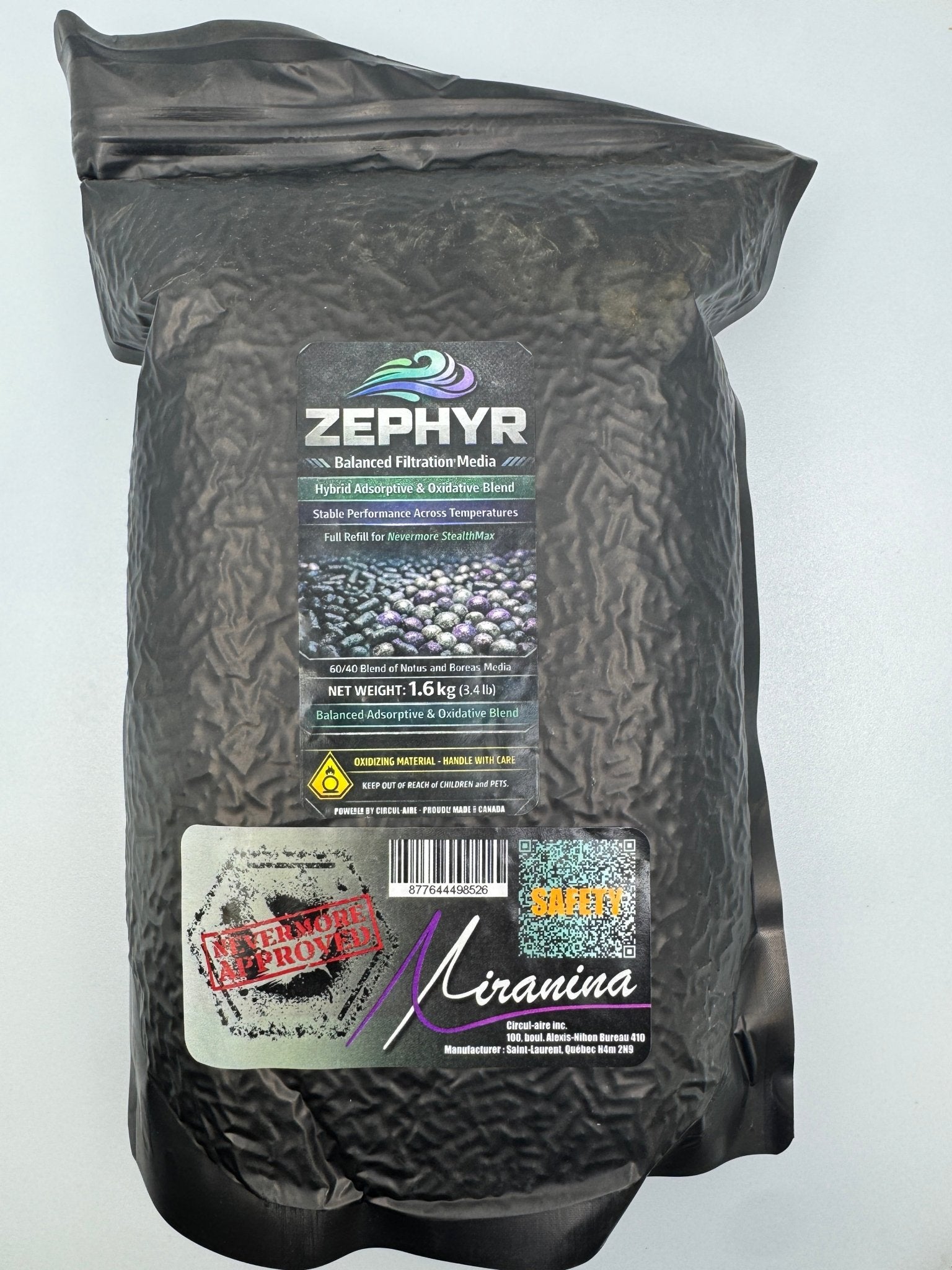 Nevermore Zephyr Certified Premium Activated Carbon for VOC Large Bag Media Filtration for odor removal and Nevermore - West3D 3D Printing Supplies - Miranina