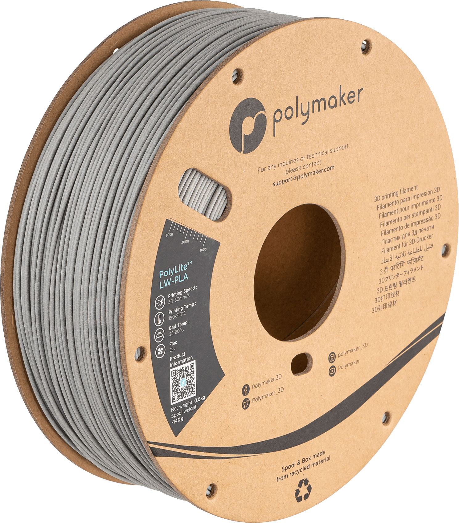 Polymaker PolyLite LW - PLA Lightweight PLA 800g - West3D 3D Printing Supplies - Polymaker