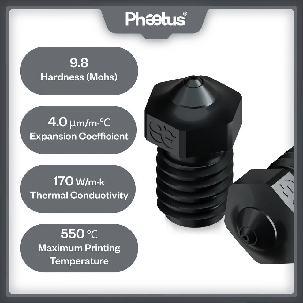 Silicone Carbide Nozzle V6 Style by Phaetus - West3D 3D Printing Supplies - Phaetus