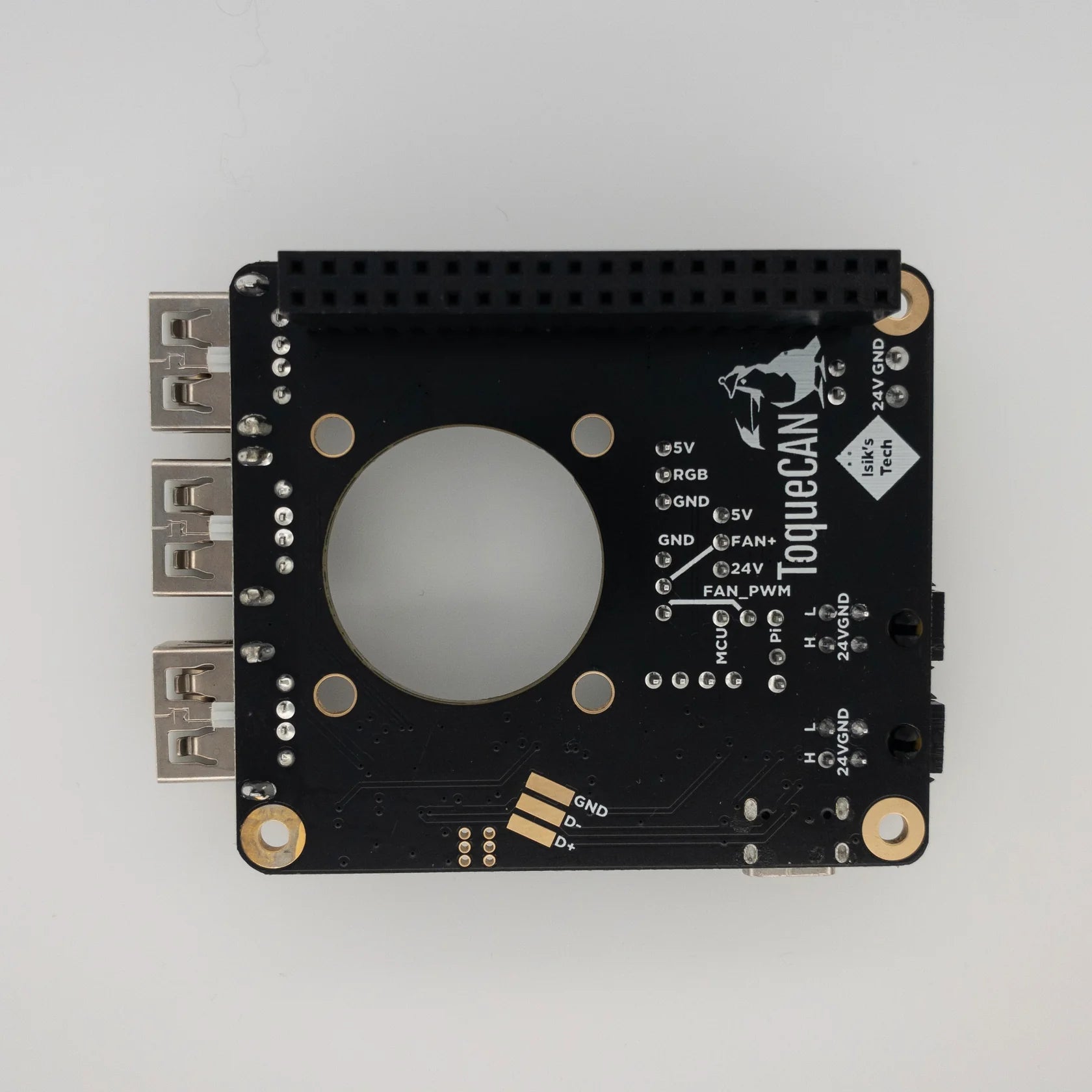 ToqueCAN: Pi Toque With 2x CAN, 3 Port USB Hub and 24V>5V@5A Regulator - West3D 3D Printing Supplies - IsiksTech