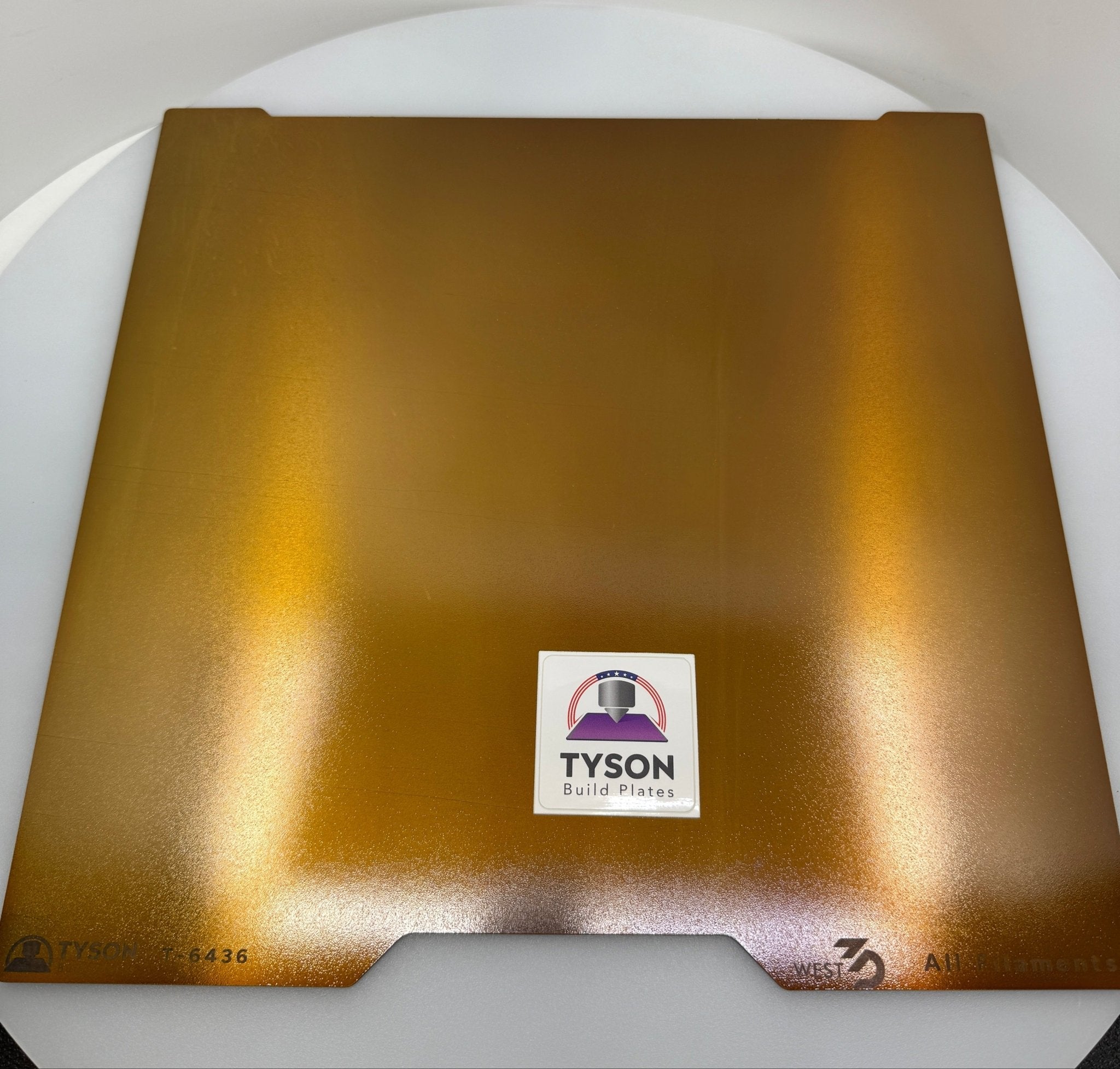 Tyson Build Plate T - 6436 Super Alloy Ultimate Version - Heavy Duty Steel with excellent adhesion for all filaments - West3D 3D Printing Supplies - Tyson