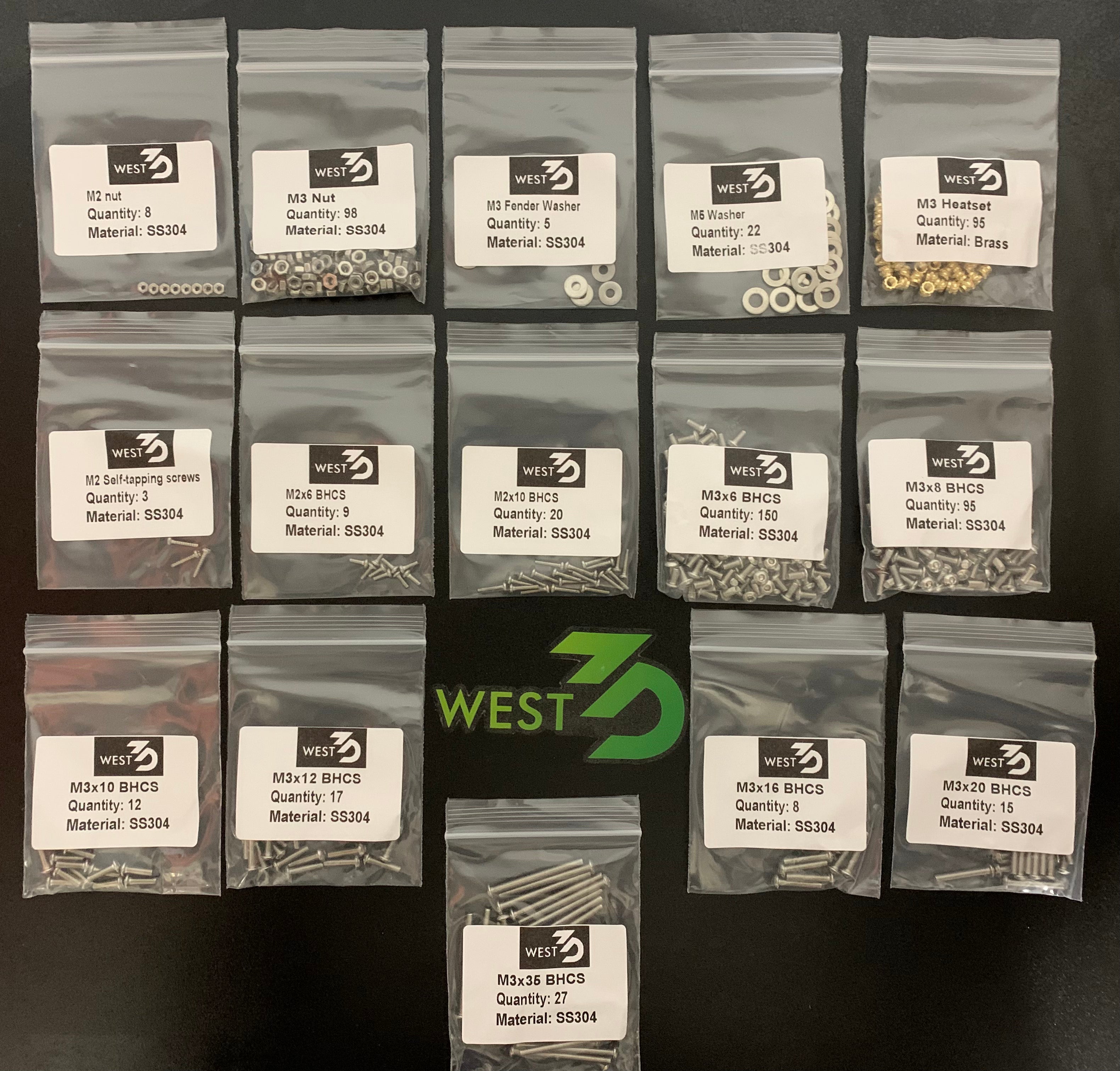 West3D Stainless Steel Fastener Kit for F-Zero (BDF)