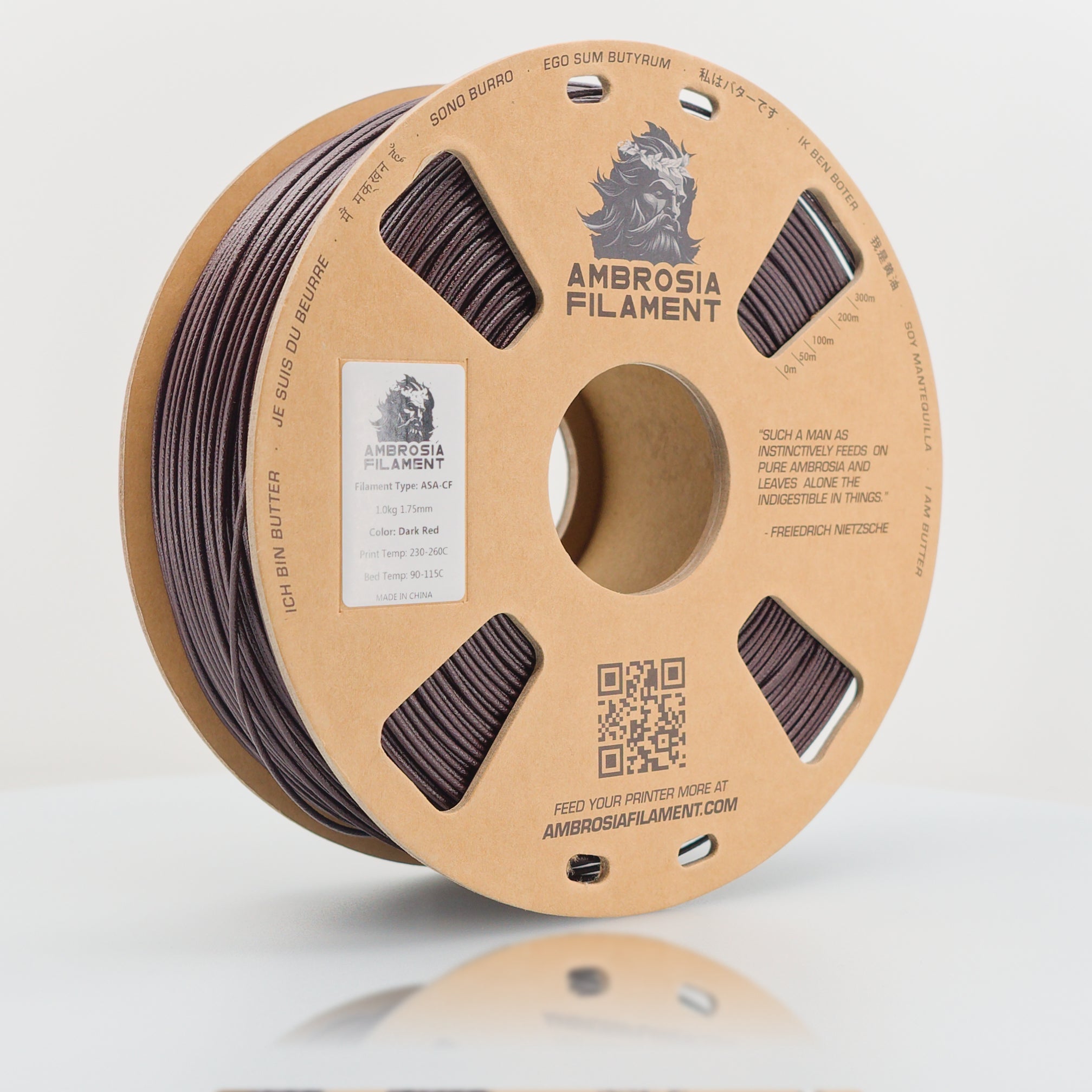 AMBROSIA ASA-CF Filament of the Gods - 1KG Bambu AMS Friendly Cardboard Spools Premium 3D Printing Filament - West3D 3D Printing Supplies - AMBROSIA FILAMENT