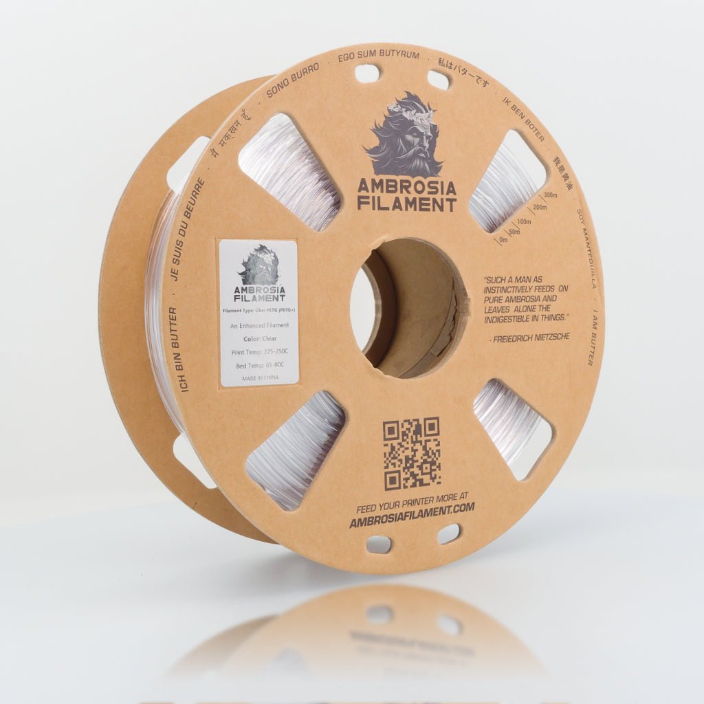 AMBROSIA PETG Filament of the Gods - 1KG Bambu AMS Friendly Cardboard Spools Premium 3D Printing Filament - West3D Printing - AMBROSIA FILAMENT