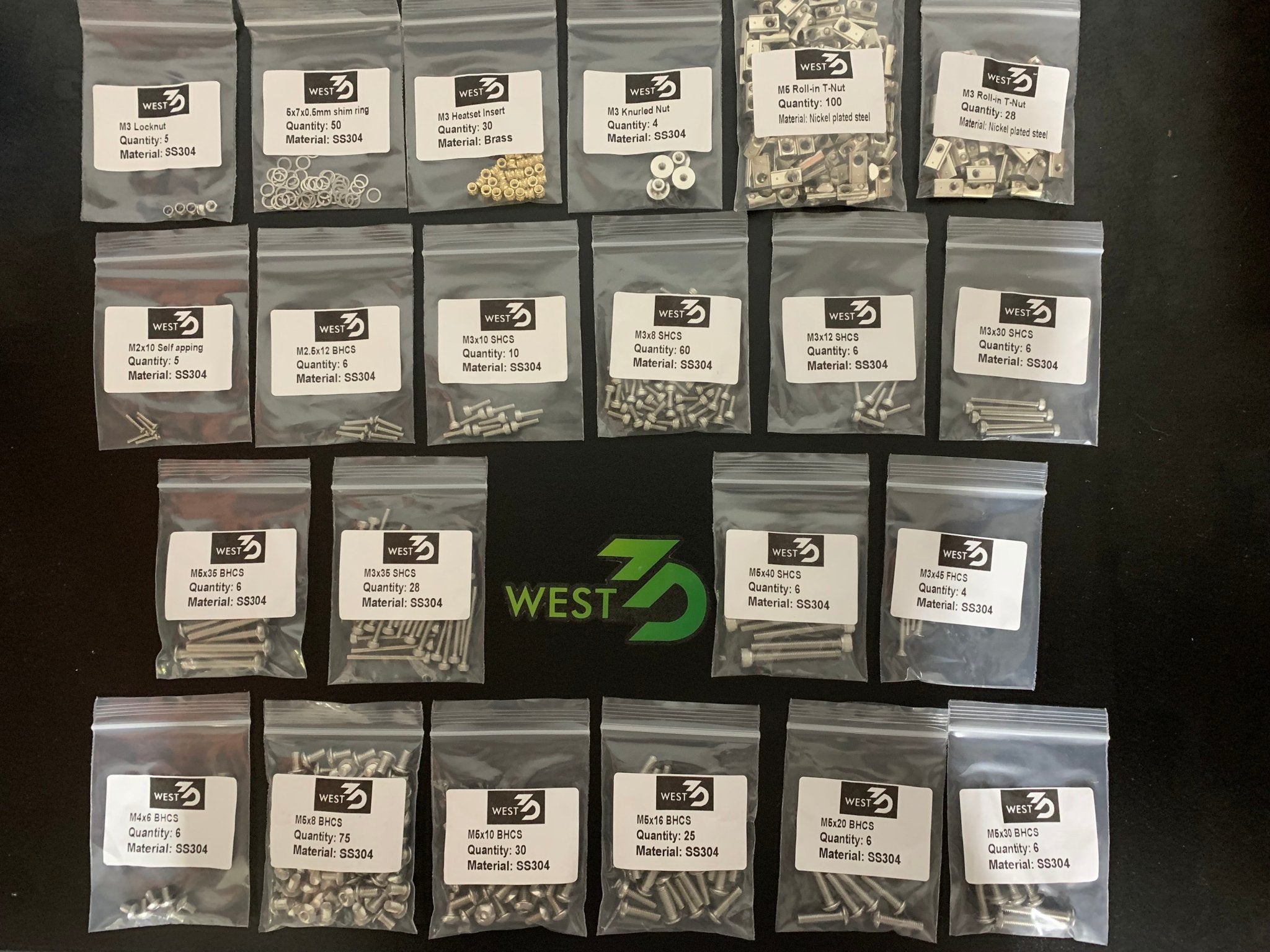 West3D Stainless Steel Fastener Kit for Tiny-M (BDF) - West3D Printing - West3D Printing
